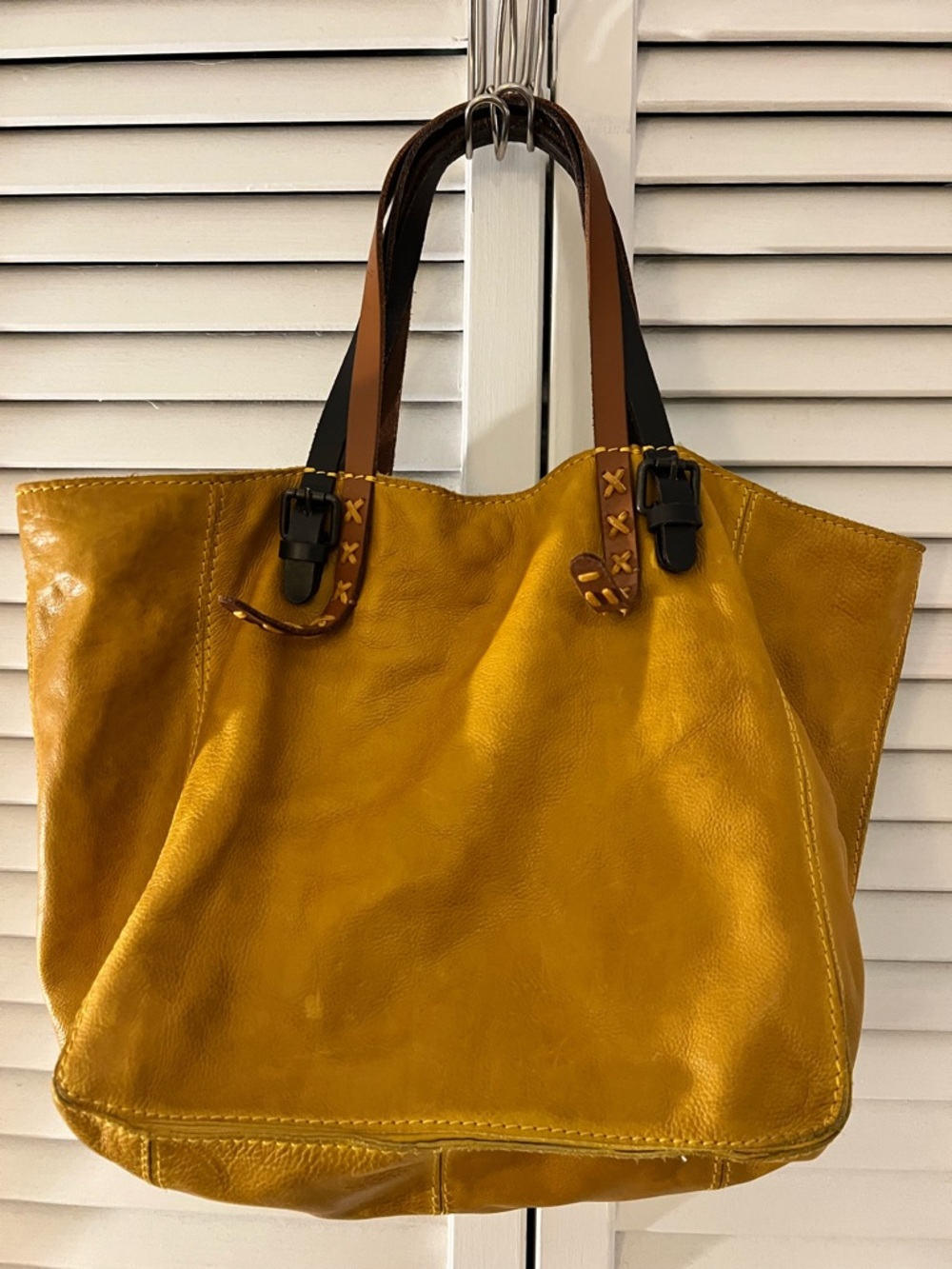 Anthropologie Holding Horses Cognac and Mustard Hobo/Tote Leather - Picture 9 of 9